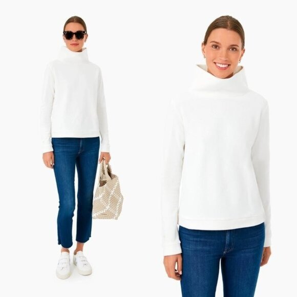 Dudley Stephens NEW Off White Park Slope Fleece Funnel Neck Pullover Size Small